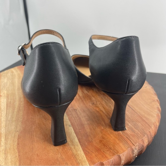 Naturalizer Tilda Pumps black leather Sz 9.5 ankle strap pointed toe - Picture 5 of 7